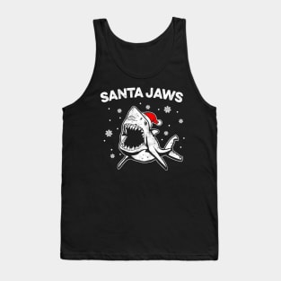 Santa Jaws Funny Shark Santa Hat Pajamas Christmas Tank Top